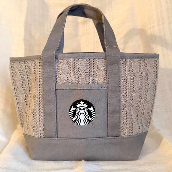 Starbucks Handbags - Starbucks Gray Cable Knit Canvas Tote Bag - Taiwan Exclusive Edition NWT